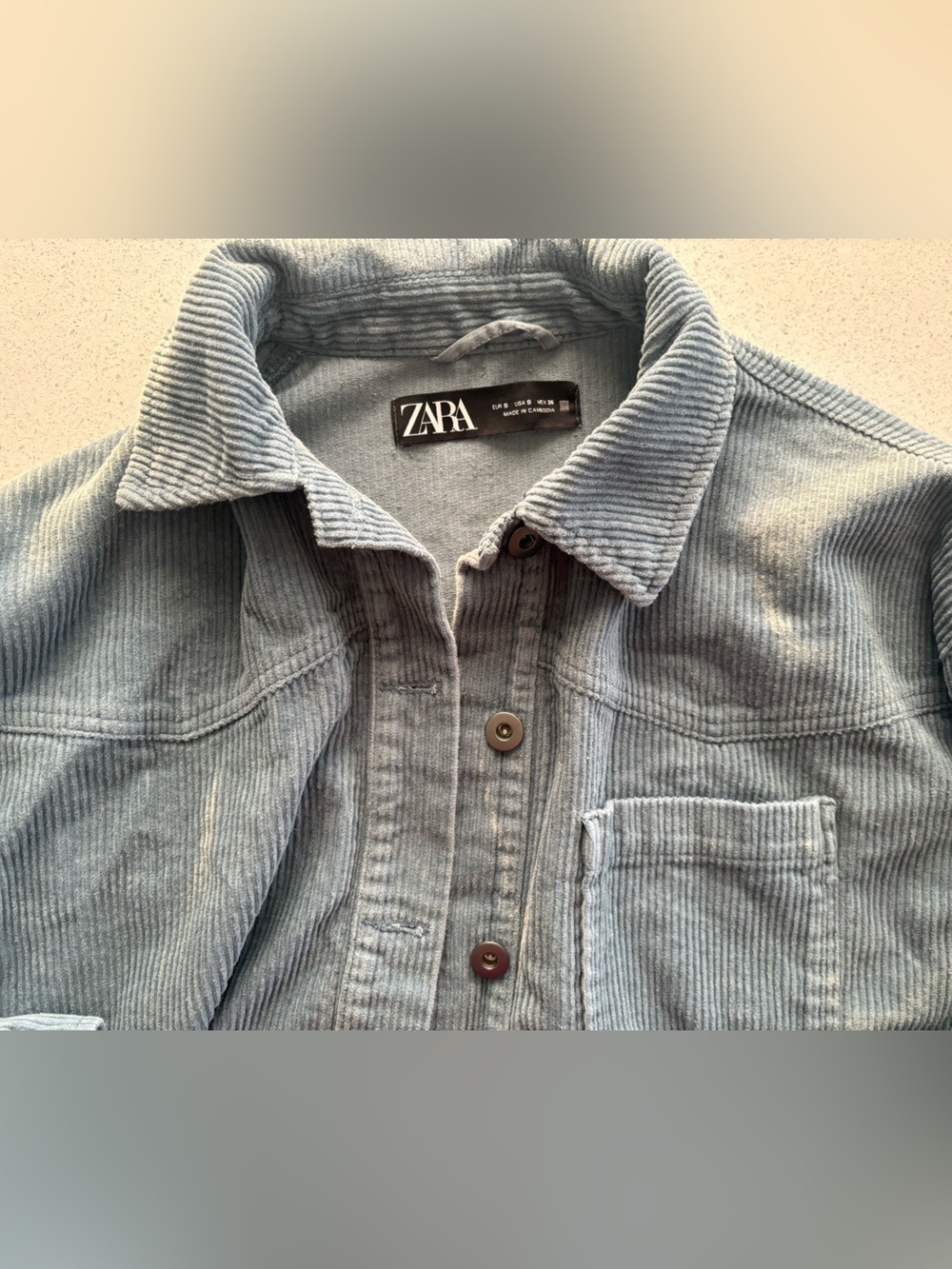 ZARA woman’s Light Blue Corduroy Button-Down jacket